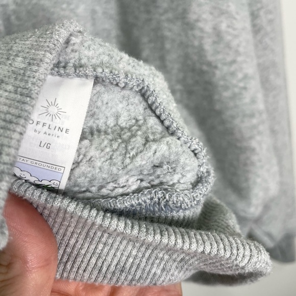 Aerie 1/4 zip Pullover Sweatshirt L Gray Scuba Style Offline - Picture 6 of 7